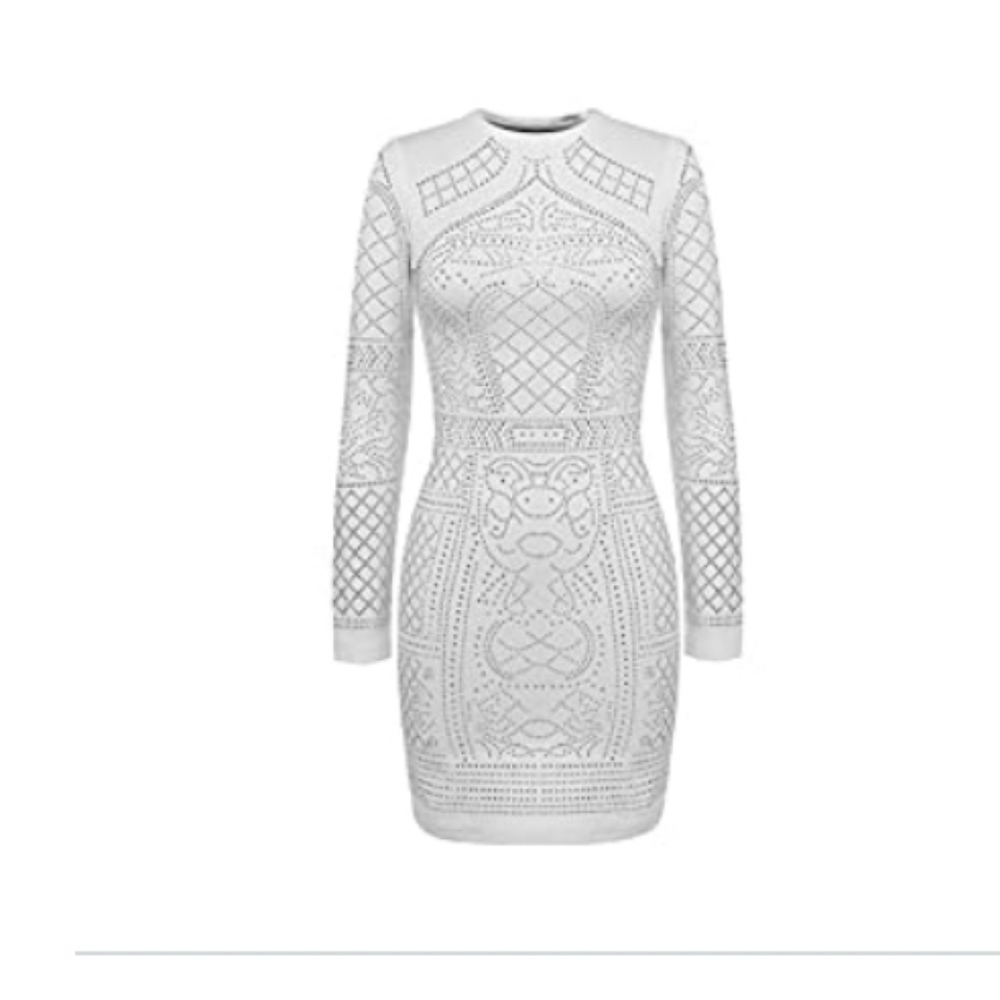 White dress silver rhinestones